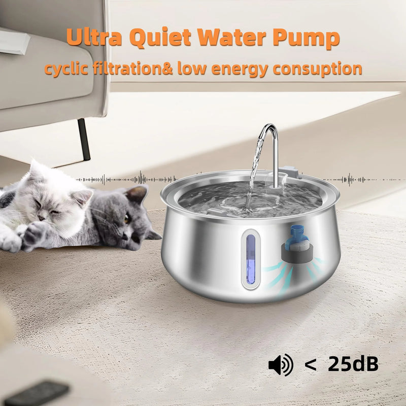 Bebedouro automático para gatos, 4l, aço inoxidável, dispensador de água para gatos, bomba ultrassilenciosa, fonte de bebida para vários animais de estimação